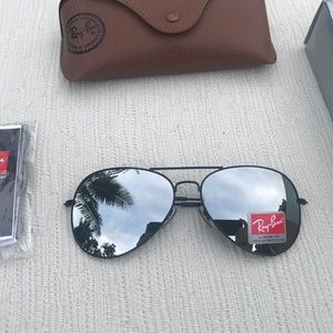 Ray Ban Aviator Black Mirror Lens 62mm